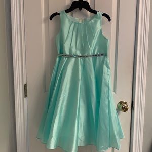 NWOT-Girls Kiki Teal Tea Length Special Occasion Dress